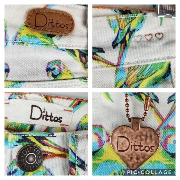 dittos Misty Women US 24 Love Birds cut off denim shorts white jeans tropical - Picture 6 of 8